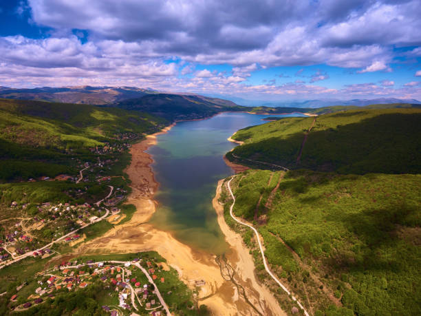 Above  Mavrovo Lake in Macedonia stock photo