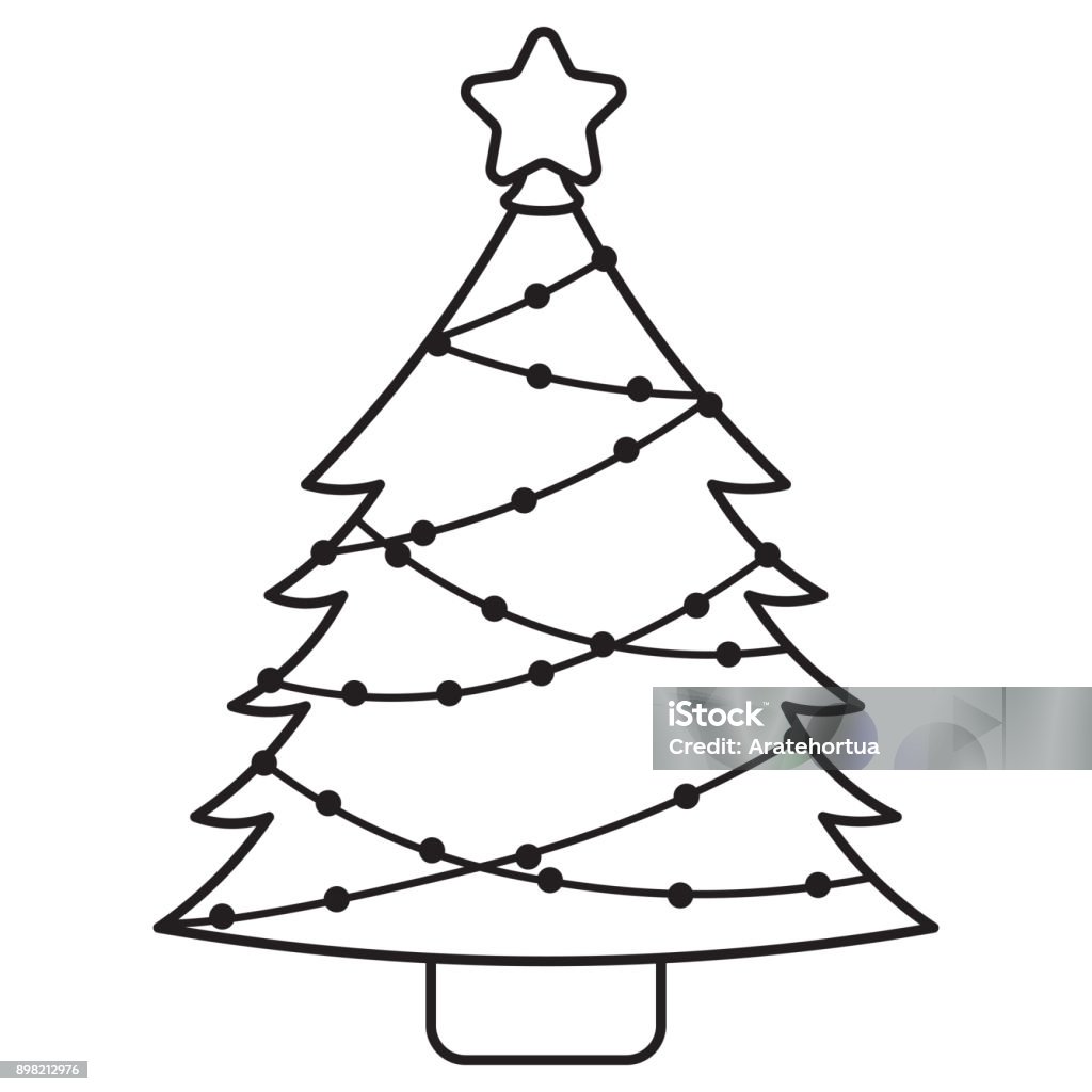 Cartoon Cute Christmas Tree Isolated Stock Illustration - Download Image  Now - Christmas Tree, Coloring, Vector - iStock