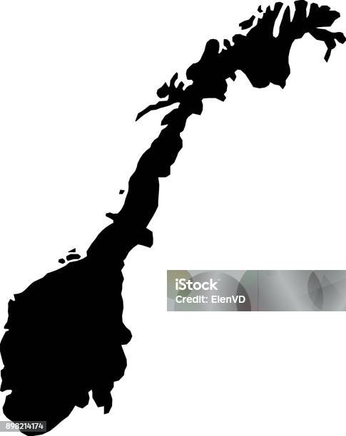 Black Silhouette Country Borders Map Of Norway On White Background Of Vector Illustration Stock Illustration - Download Image Now