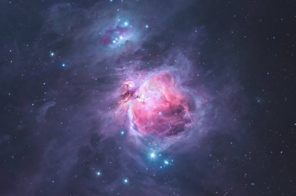 The Great Orion nebula in the constellation Orion / the hunter An astronomical long time exposure, taken at the Baerenstein Observatory in Baerenstein, Germany. The Orion Nebula is a diffuse nebula situated in the Milky Way, being south of Orion's Belt in the constellation of Orion. It is one of the brightest nebulae, and is visible to the naked eye in the night sky. observatory photos stock pictures, royalty-free photos & images
