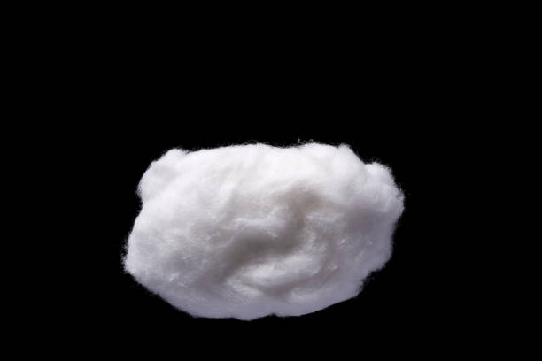 Clouds Made of Real Cotton Cotton Wool Cloud isolated on Black Background with Text Space. Top View of Clouds Made of Cotton cotton cloud stock pictures, royalty-free photos & images