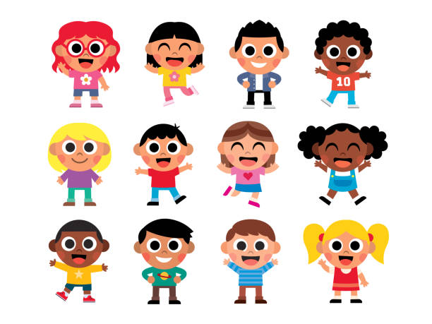 мультфильм симпатичный ребенок изолированы - kinder surprise stock illustrations