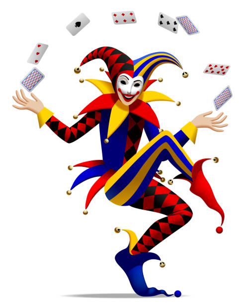 Joker with playing cards Joker with playing cards. Three dimensional stylized drawing. Vector illustration court jester stock illustrations