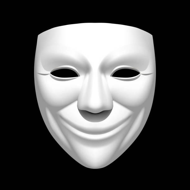 White theatrical smiling mask isolated on black White theatrical smiling mask isolated on black. Vector illustration charades stock illustrations