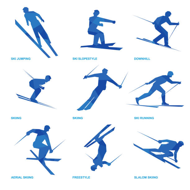 冬のスポーツ アイコン セット 3 - skiing ski winter sport freestyle skiing点のイラスト素材／クリップアート素材／マンガ素材／アイコン素材