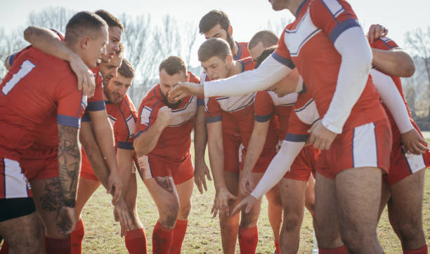 istock Rugby players huddling during time out 898237002