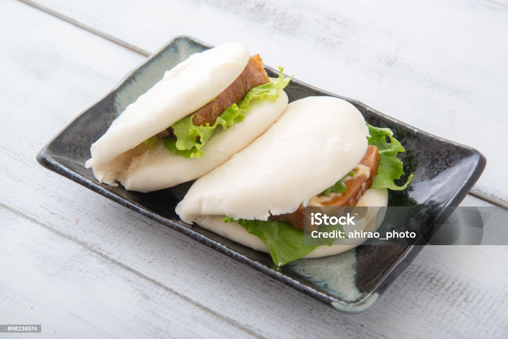 japanese style pork buns with pork belly Abdomen Stock Photo