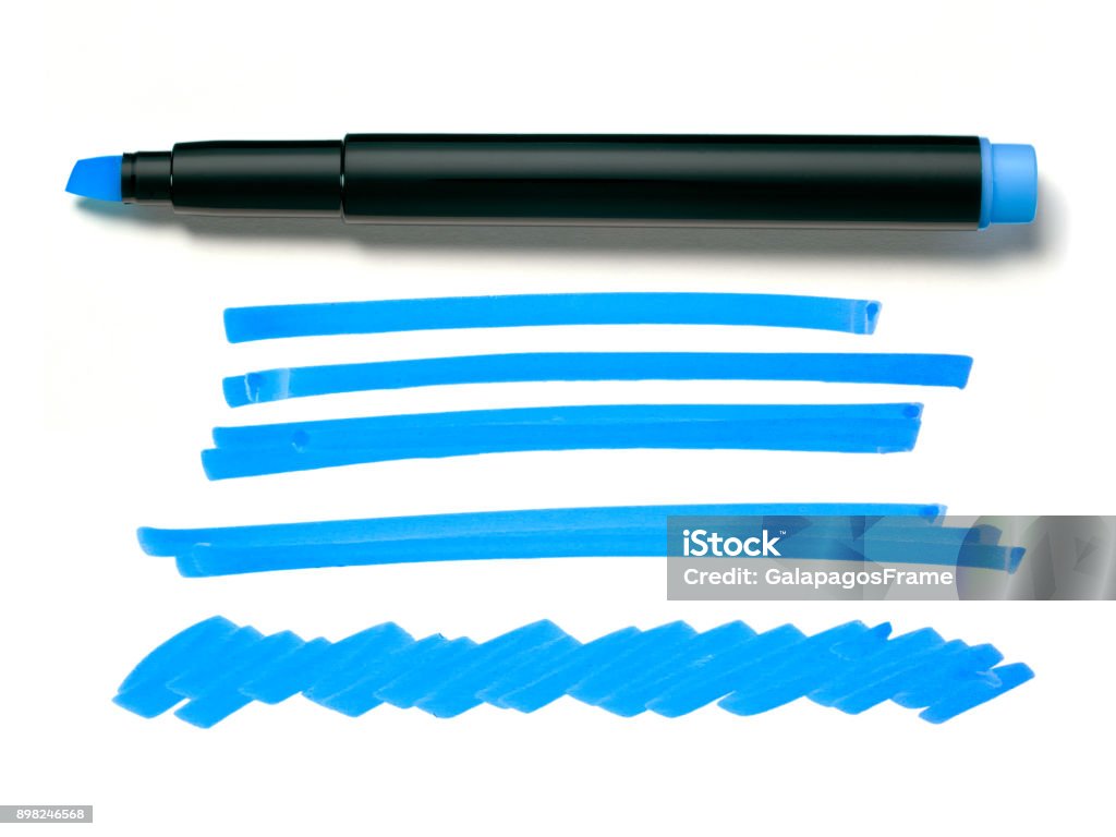 Markeerstift Pen en Doodles - Royalty-free Blauw Stockfoto