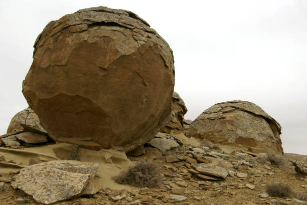 Ancient Boulders in Mangystau, Kazakhstan stock photo