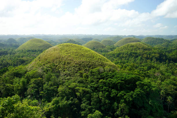 The Chocolate Hills is located in Bohol island, Philippines. stock photo