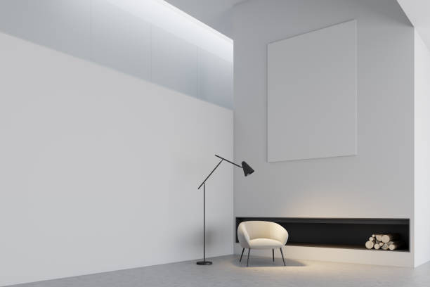 istock Minimalistic gray living room corner, poster 898248246