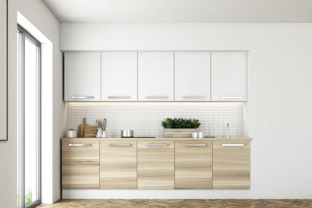 istock White and wooden kitchen, poster 898249006