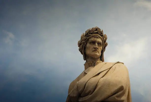 Photo of Statue of Dante Alighieri in Piazza Santa Croce, Florence, Italy.