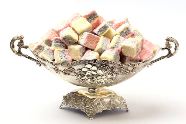 delicious turkish delight - turkish delight imagens e fotografias de stock