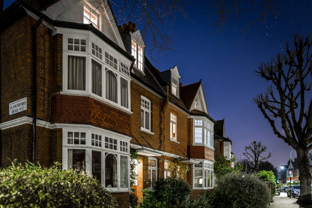 House decorated for Christmas in London, UK