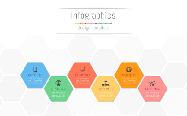 6 オプション、部品、ステップ、タイムラインまたはプロセスを使用してビジネス データをインフォ グラフィック デザイン要素です。ベクトルの図。 - 6歳から7歳点のイラスト素材／クリップアート素材／マンガ素材／アイコン素材