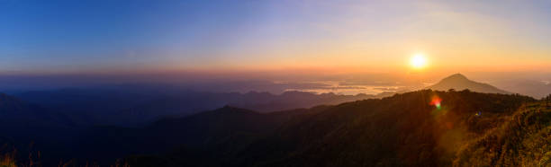 istock Panorama view of high mountain in sunset time 898271248