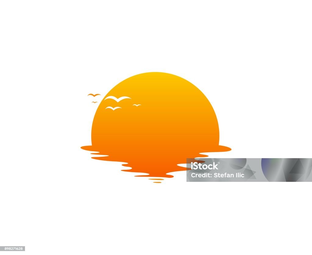 Icône de soleil - clipart vectoriel de Coucher de soleil libre de droits