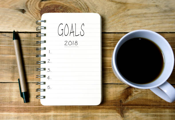 istock Text Goals 2018 on Notepad With Cup of Coffee 898273036
