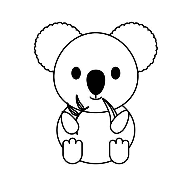 illustrazioni stock, clip art, cartoni animati e icone di tendenza di koala con eucalipto lascia vettore illustrativo - stuffed animal toy koala australia