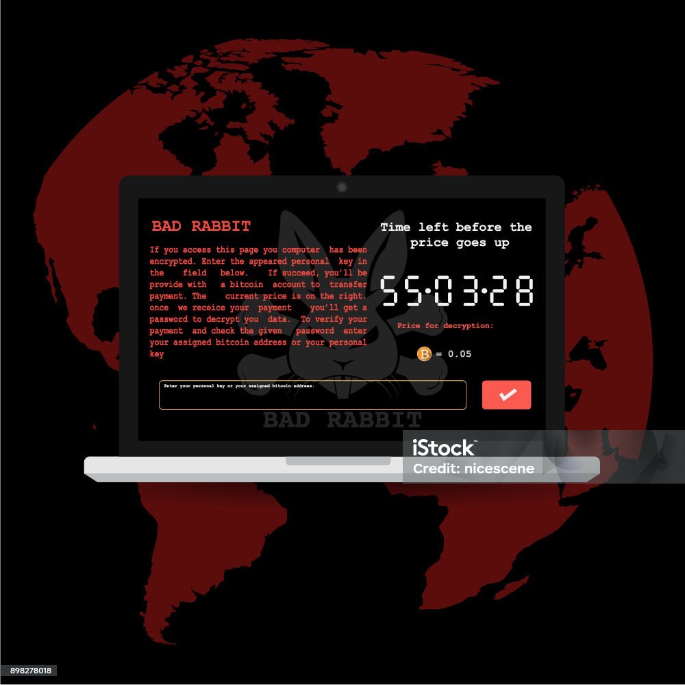 Bad Rabbit Ransomware Prank Bad Rabbit Ransomware Malware Virus Threat Extortionist On Computer ...