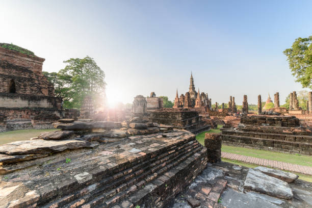 istock Sukhothai historical park with sunrise. 898282640