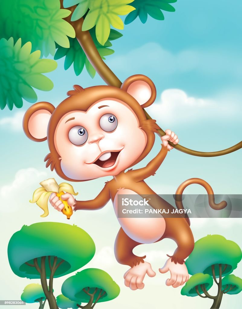Monkey Stock Illustration - Download Image Now - Asian and Indian  Ethnicities, Baby - Human Age, Cartoon - iStock