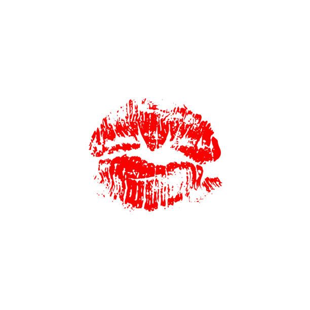 istock Red lips track print. Stamp of mouth. Vector illustration. 898284506