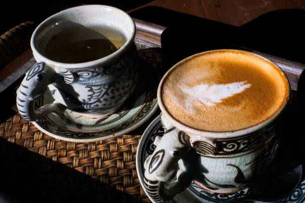 istock vintage cup of coffee and hot tea on the table 898286688