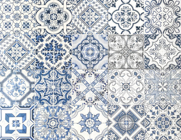 марокканская плитка бесшовная текстурированная - repeating tile стоковые фото и изображения