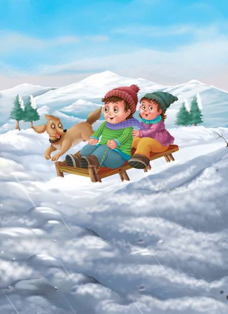 ilustrações de stock, clip art, desenhos animados e ícones de english rhymes - balloon child winter snow