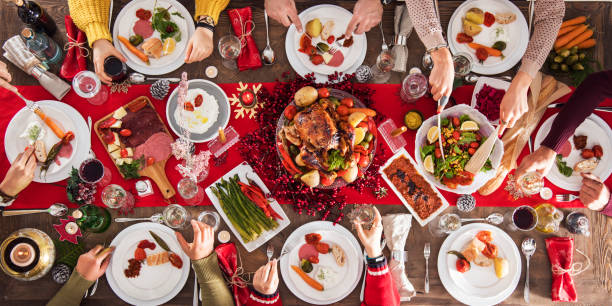 istock Christmas new year dinner group concept 898291512