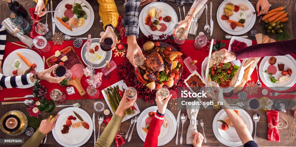 Christmas new year dinner group concept Christmas Stock Photo