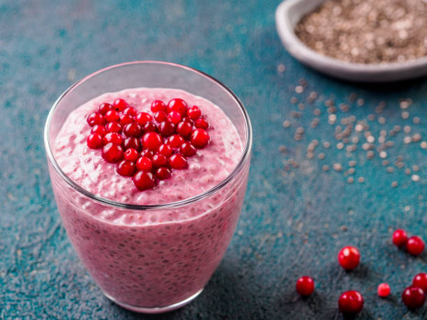 istock Valentine's Day Chia pudding with red berries heart 898292154