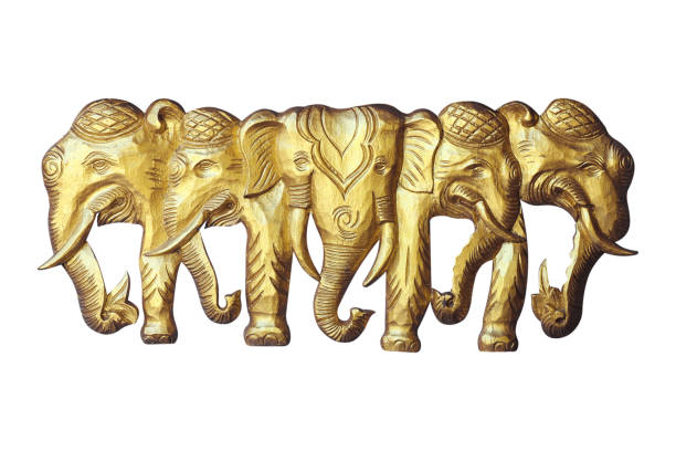istock Wooden elephant isolated on white background 898292176