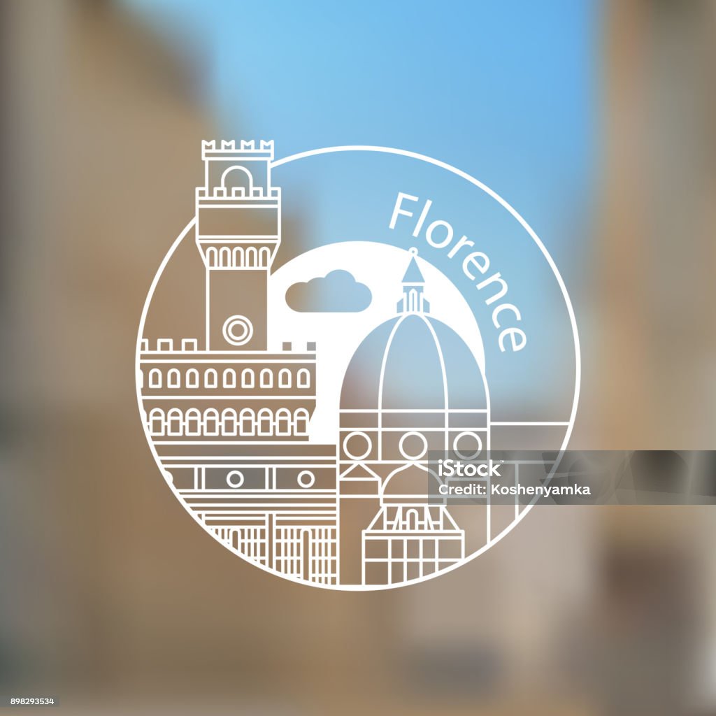 Florence Florence, Italy. Linear illustration on blurred background. Florence - Italy stock vector