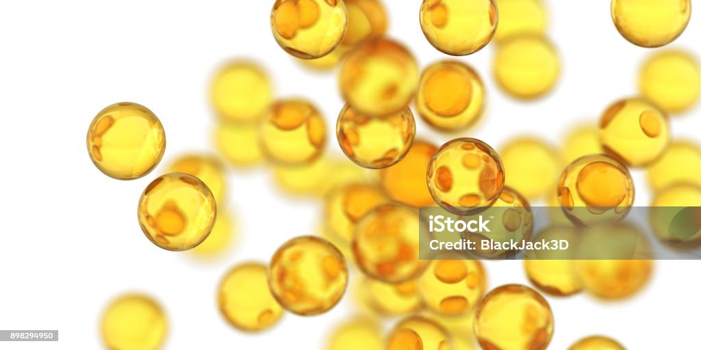 Molecular Structure Cosmetics background. 3D Render Cooking Oil Stock Photo