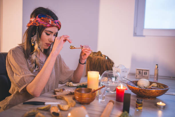 istock Woman making natural cosmetics, top view 898295414