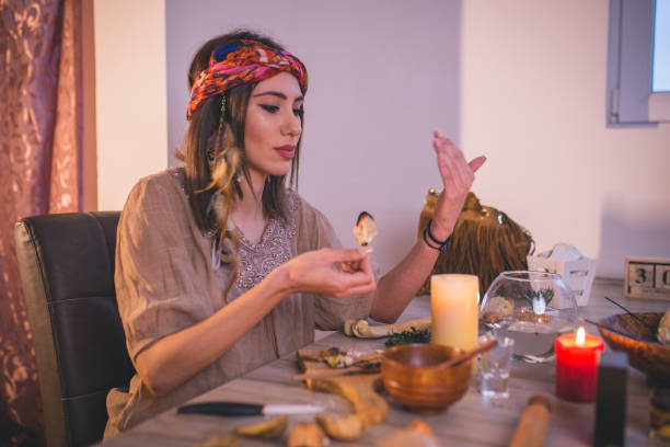 istock Woman making natural cosmetics, top view 898295616