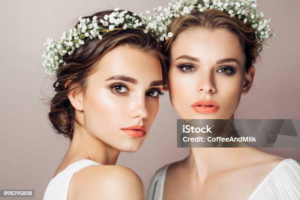 Two Beautiful Girls Stock Photo - Download Image Now - Bride, Wedding, Beauty