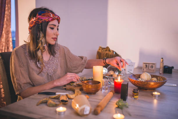 istock Woman making natural cosmetics, top view 898296342