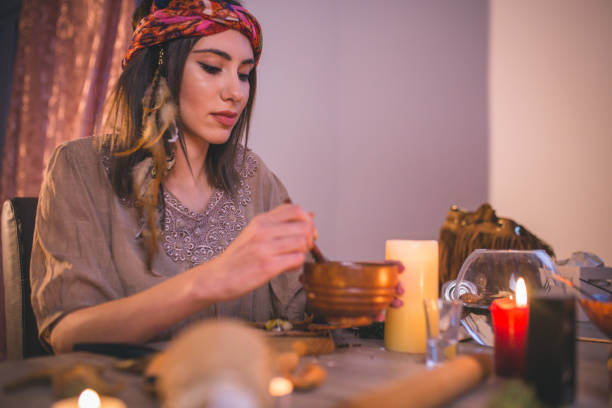 istock Woman making natural cosmetics, top view 898296500