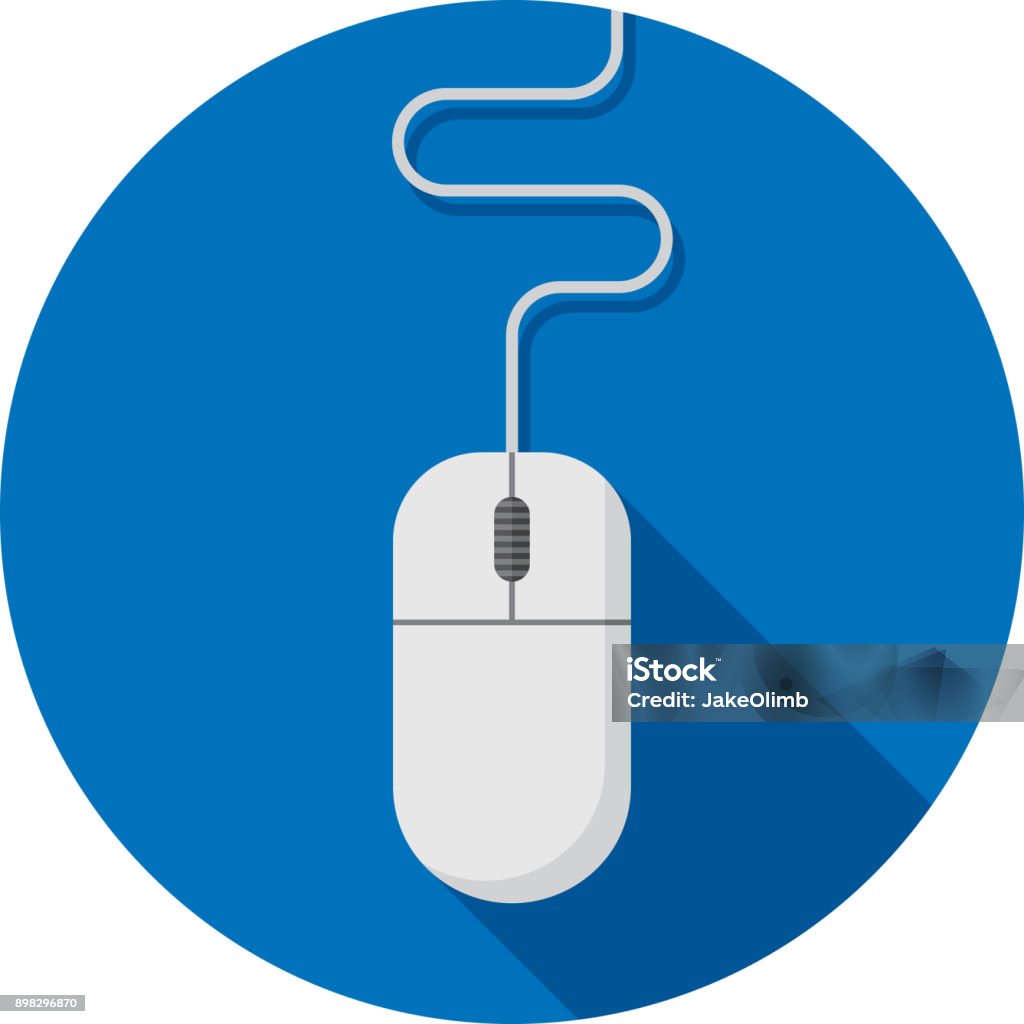 Computer Mouse Icon Flat Vector illustration of a computer mouse against a blue background in flat style. Computer Mouse stock vector