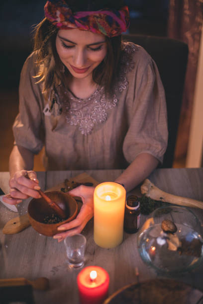 istock Woman making natural cosmetics, top view 898301846