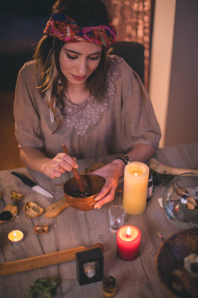 istock Woman making natural cosmetics, top view 898304512