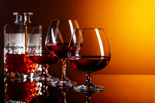 Glasses of brandy .