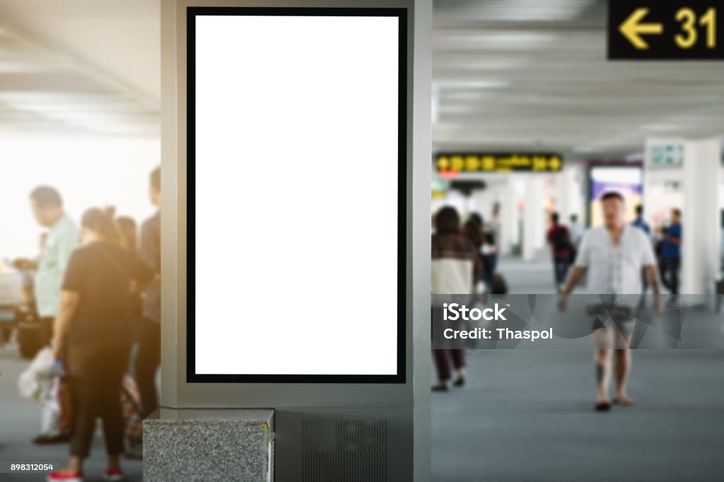 blank advertising billboard at airport. Airport Stock Photo