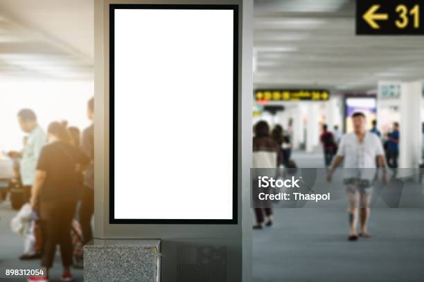 Blank Advertising Billboard At Airport Stock Photo - Download Image Now - Airport, Billboard, Subway