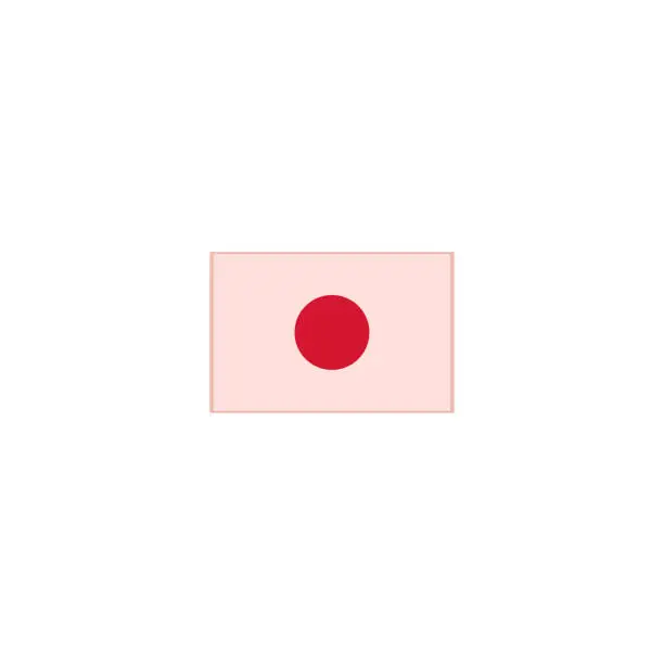Vector illustration of vector flat cartoon japan flag on wooden flagpole