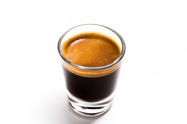 espresso - shot on white foto e immagini stock